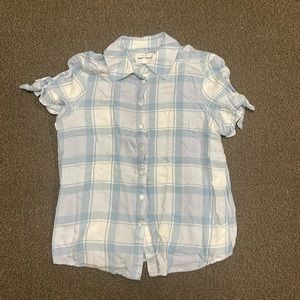 Plaid Blue Button-Up, For the Republic, Size Small